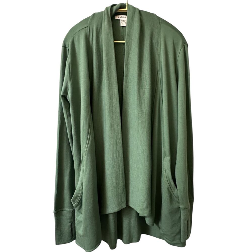 NWT Athleta Pranayama Cozy Open Front Wrap Cardigan Green Size Small (tag $89)